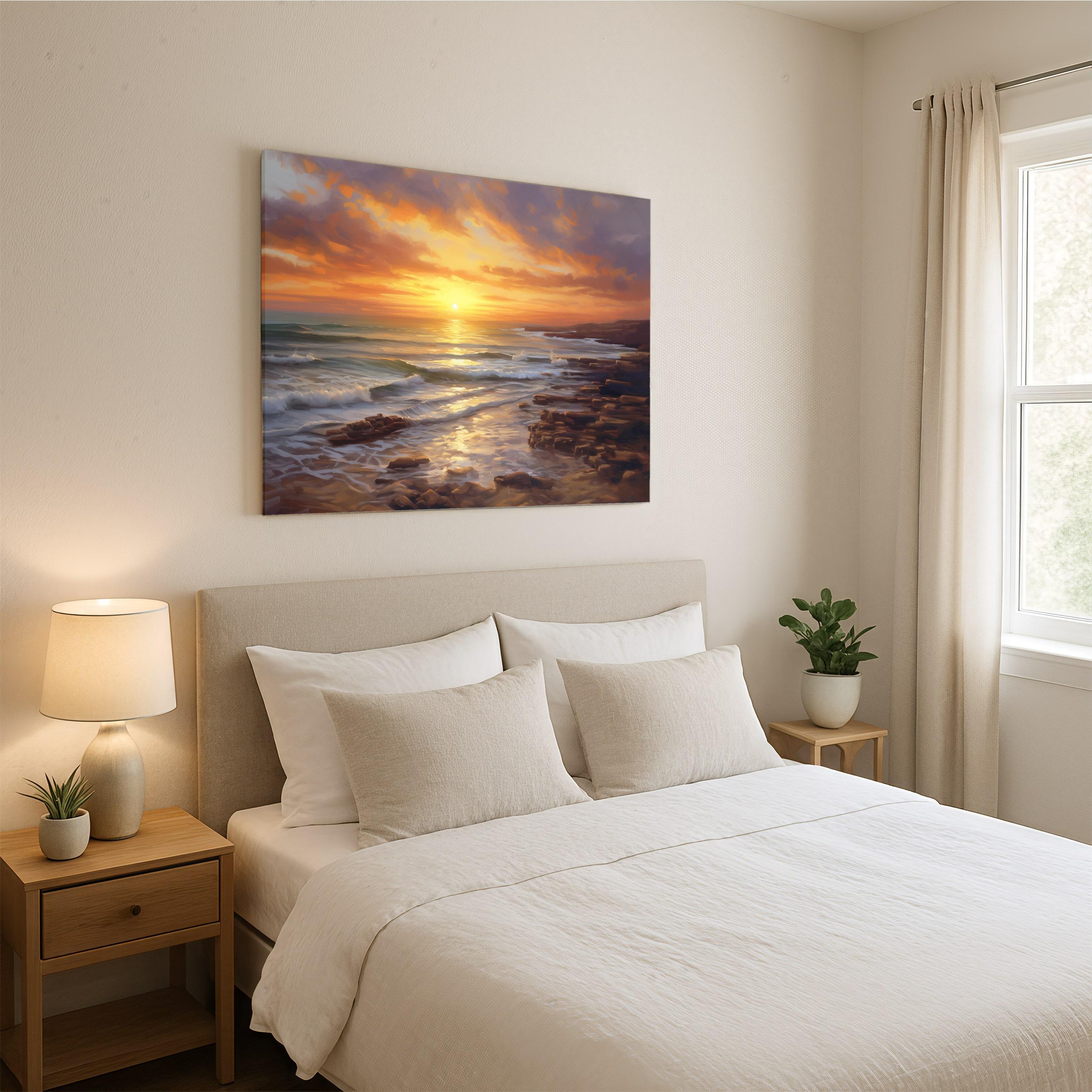 Ocean Sunset Seascape Canvas Print – Sunlit Tide Wall Art - Etsy