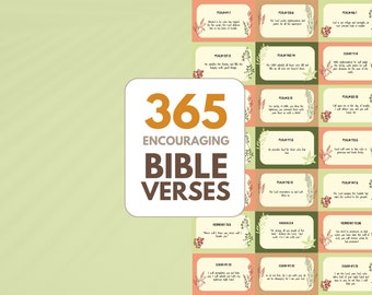 365 Printable Bible Verses for Daily Inspiration, Bible Verse Cards, Christian Gift, Digital Download, Encouraging Verses PDF, 1 year Verse