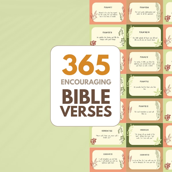 365 Printable Bible Verses for Daily Inspiration, Bible Verse Cards, Christian Gift, Digital Download, Encouraging Verses PDF, 1 year Verse