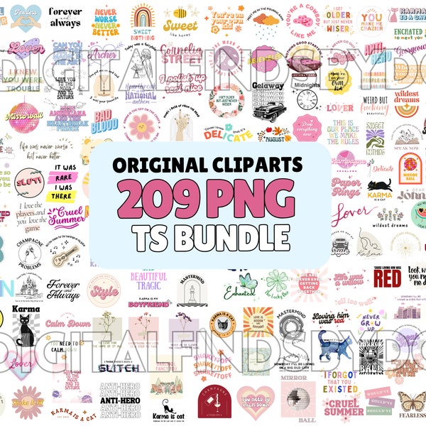 High Quality Taylor-Inspired Clip Art PNG Bundle | Original Design T Swift Sticker Pack