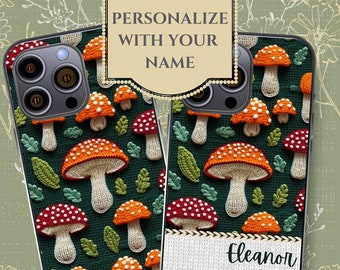 Phone case mushroom, 3d mushrooms phone case, knitting knitted embroidered iphone case, cottagecore cottage core mushrooms xmas gift for her