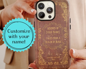 Phone case book themed book cover personalized vintage book phone case, book lover gift, classic literary samsung galaxy, iphone 15, pixel