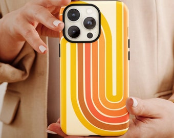 Phone Case Retro Groovy Colorful Wave pattern, 70s seventies style aesthetic, iPhone 15, Google Pixel, Samsung Galaxy S22, cute swirls