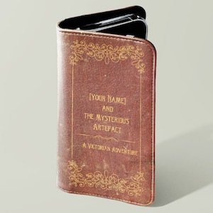 Portefeuille personnalisé de cas de téléphone de livre, couverture de folio de la galaxie d'iphone 16 de livre vintage personnalisée amant de lecture classique littéraire de lecteur bibliophile