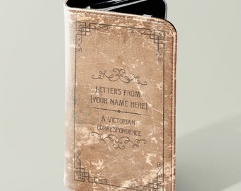 Benutzerdefinierte Buch Handytasche Brieftasche, Vintage Buch Galaxie Iphone 16 Abdeckung Leseliebhaber klassische literarische Bibliophile Leser Leseratte