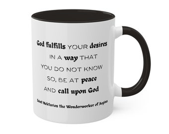 Taza con cita de San Nectario - Regalo cristiano ortodoxo