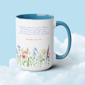 Taza de Proverbios 31 para mujer: regalo con versículo bíblico para mujeres cristianas, taza de Proverbios 31:25, regalo de fe para el Día de la Madre, taza de café con las Escrituras
