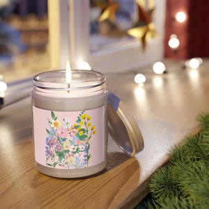 Floral Candle Scented Soy Candle Gift for Her Wildlower Candle Botanical