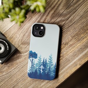 Orthodox Cross Blue Forest Tough iPhone Case for Orthodox Christian Gift Phone Case Faith
