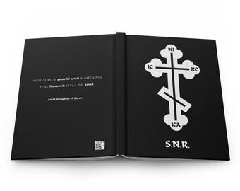 Personalized Orthodox Cross Journal: Saint Seraphim Quote, Matte Hardcover