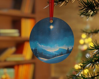 Starry Night Christmas Ornament | Bethlehem Star, Winter Sky
