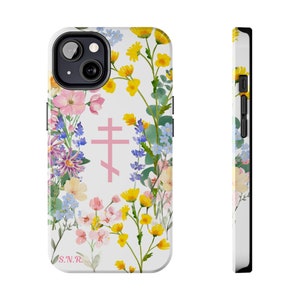 Personalized Wildflower Orthodox Cross iPhone Case: Floral Nature Lover Gift