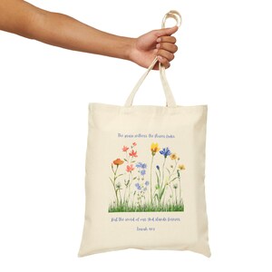 Tote Bag Isaiah 40:8 Cotton Canvas Tote Christian Bible Verse Bag
