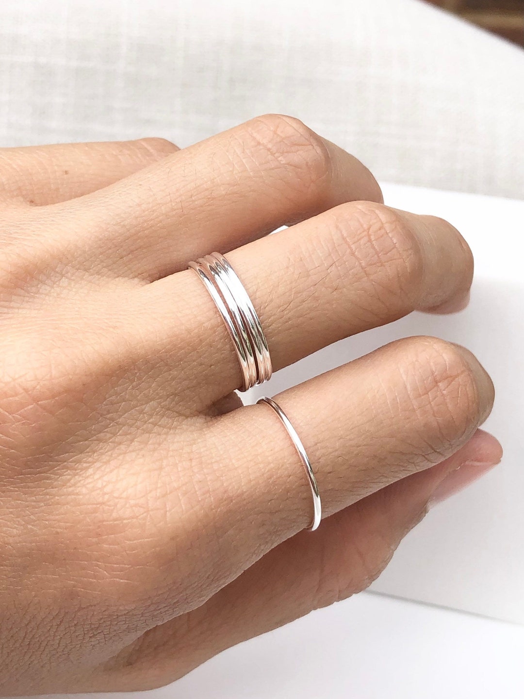 925 Sterling Silver 1mm Smooth Stacking Ring, Teeny Tiny Stack Ring