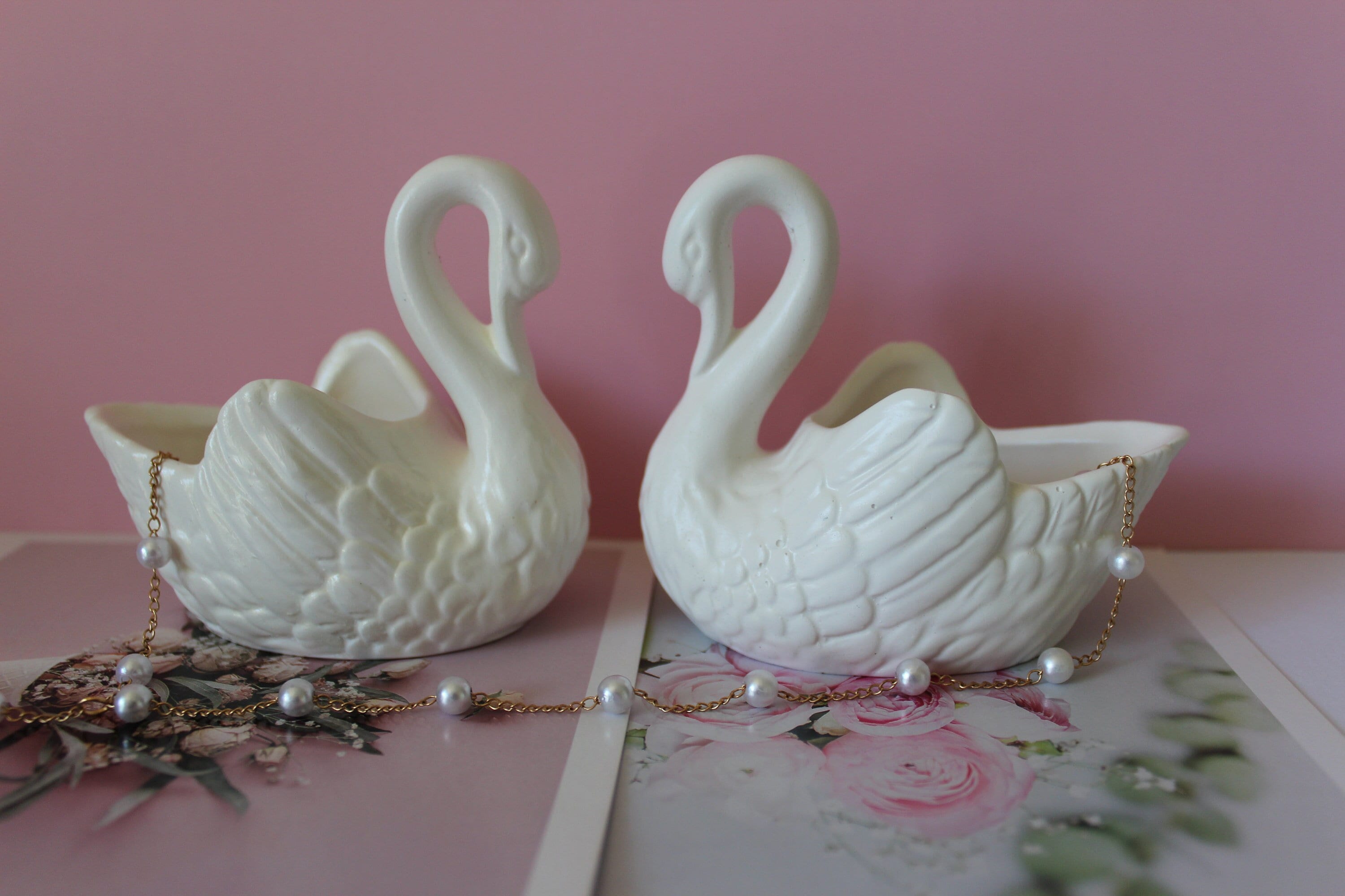 Swan Planter | Swan Candle | Swan Figurine| Unique Home Decor & Dish Trinket| Couple Gift| Miniature Swan| Bookshelf decor| Anniversary Gift