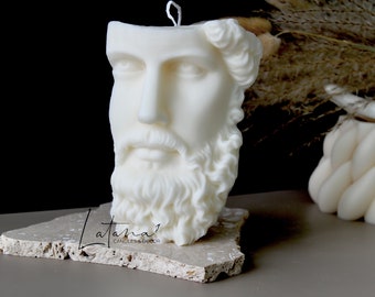 Zeus Greek Half Head Sculpture Candle | Shaped Candle | Sculptural Candle | Greek Candle| House Warming Gift Home Decor Gift for Him Her