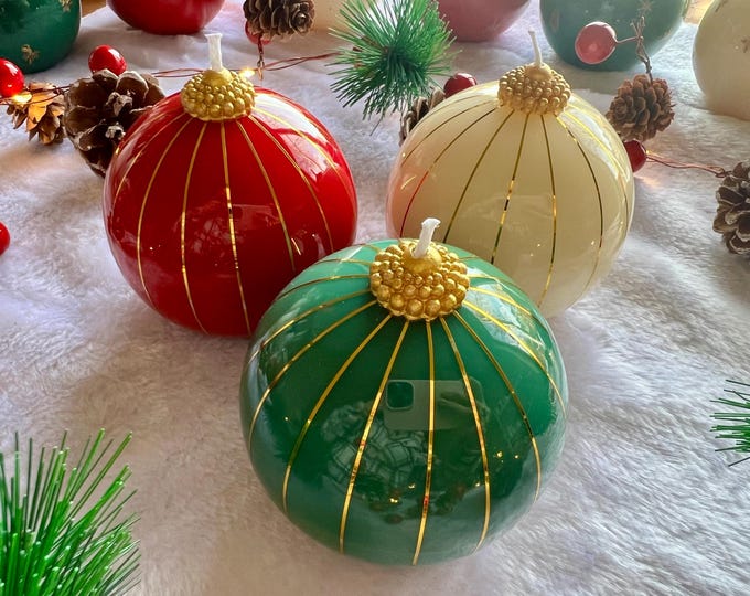 Christmas Ornament Candle in Gift Box | Shiny Bauble Ball | Christmas decor | Stocking Stuffer
