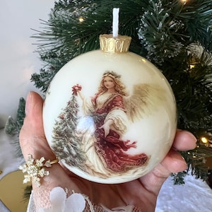 Vintage Angel Christmas Candle | Ornament Candle with Angel | Holiday Decor Ball | Best gifts for her | Christmas decor | Stocking Stuffer