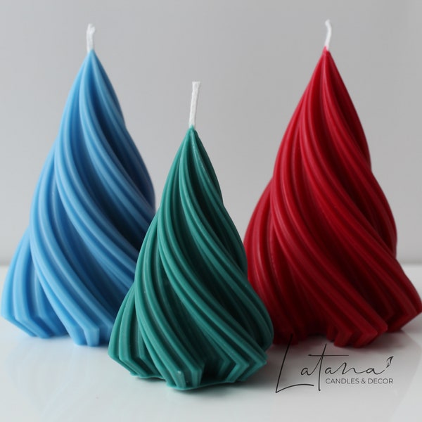 Swirl Christmas Tree candle | Modern Christmas Tree | Christmas gift | Christmas decor | Soy candle | Stocking Stuffer