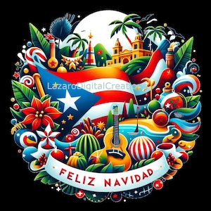 Puerto Rico PNG Christmas PNG Feliz Navidad PNG Vibrant Artwork Png