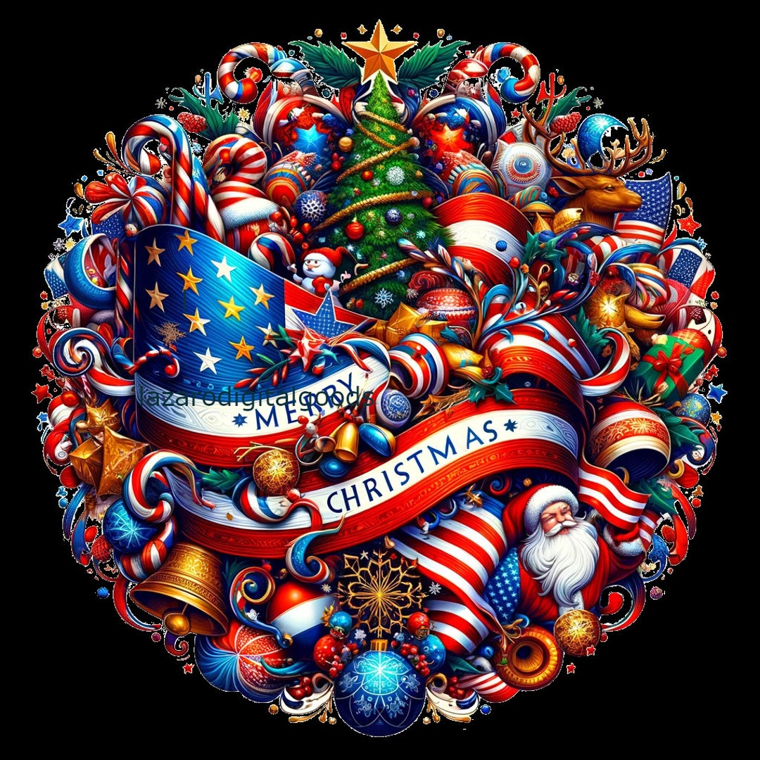 USA Christmas, American Holiday Decor, Festive Clipart, Patriotic Xmas ...