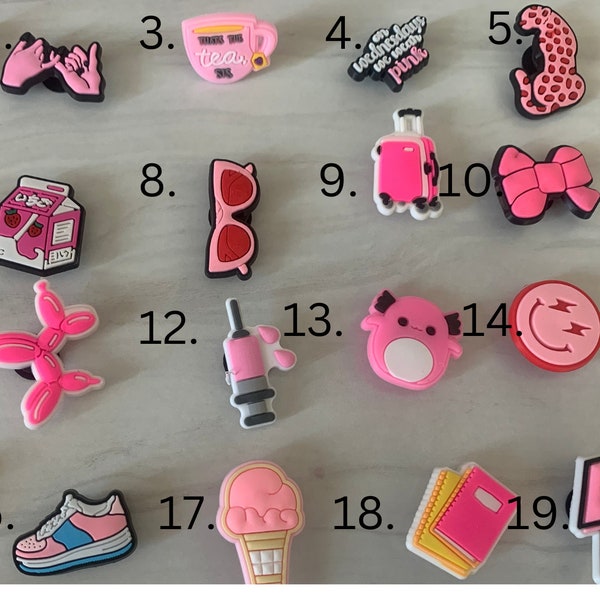 Croc Charms 100+Designs Flower, Nurse, Dad, Dog Charms & popular phrases, girl-inspired designs, bling charms, and much more!