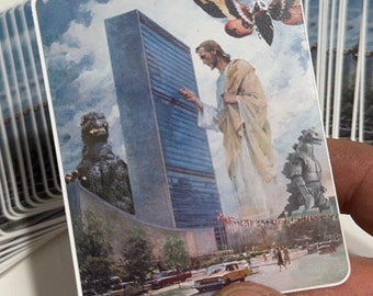 Godzilla vs. Jesus sticker (Version 1: Indoors!)