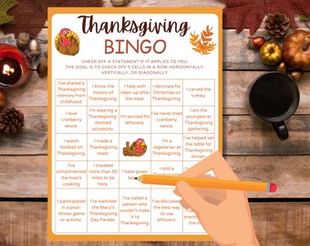 Bingo Thanksgiving Game | Printable, Instant Download | Fun Party Game | Bingo Cards | Friendsgiving Game | Turkey Party | Kids and Adults
