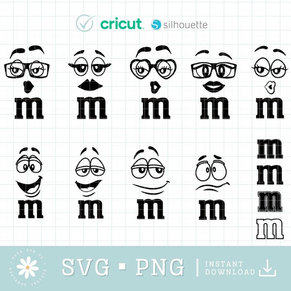 M and M Face Svg - Etsy