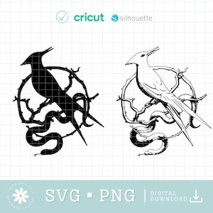 Peut inclure: Silhouette noire et blanche d'un oiseau moqueur perché sur une branche avec un serpent enroulé autour. L'oiseau est tourné vers la droite et le serpent vers la gauche. L'image est un élément de design graphique.