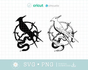 Uccello canterino e serpente PNG SVG, Uccello canterino SVG, Serpente SVG, La ballata degli uccelli canterini e dei serpenti, Design digitale pronto per Cricut, Download immediato