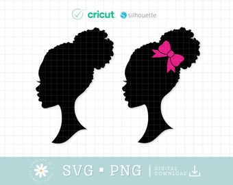 Czarna lalka Svg, sylwetka lalki, głowa kobiety Svg, lalka Svg, clipart lalki, sylwetka kobiety, plik Cricut głowy lalki, czarna lalka księżniczka