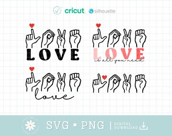 Love Sign language SVG PNG Bundle, Valentine Svg, Love hearts svg, Valentine clipart,Cute Valentines svg,Valentine&#39;s Day Shirts svg,Love svg