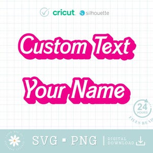 Custom Text Svg, Custom Name Svg, Dolly font Svg, Pink Custom Text Princess Babe Girl Svg, Personalized, Your Name Svg, Cricut Cut File