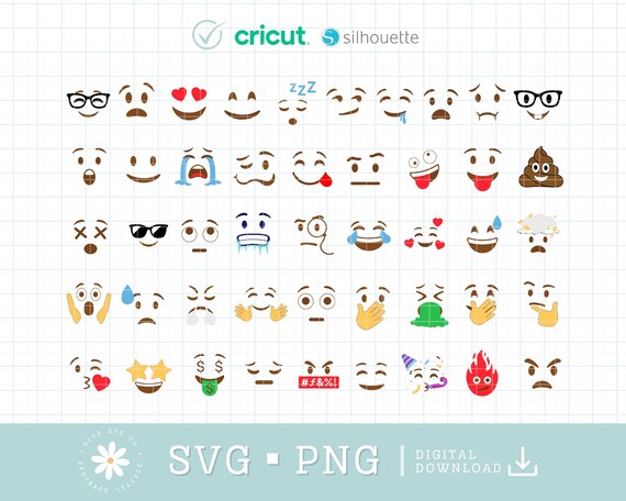 Emoji Svg Bundle, Emoji PNG Bundle, Emoji Face Pack, Emoticon Face, Emoji Shirt Printable Iron on, Icons, Social media, Print and Stickers
