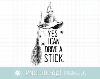 Sí, puedo conducir un coche manual (Png), fiesta de Halloween (Png), escoba de bruja divertida, palo de bruja (Png), diseño de camiseta de Halloween, regalo de Halloween
