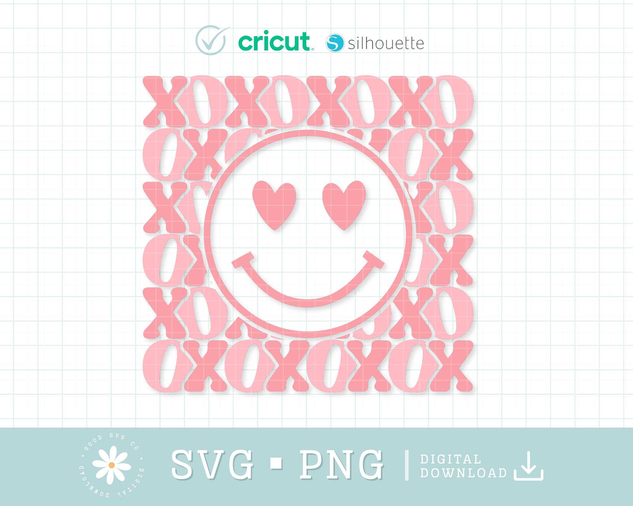 Xoxo Smiling Face Svg Png, Love Heart Svg, XOXO Svg, Valentine Clipart ...