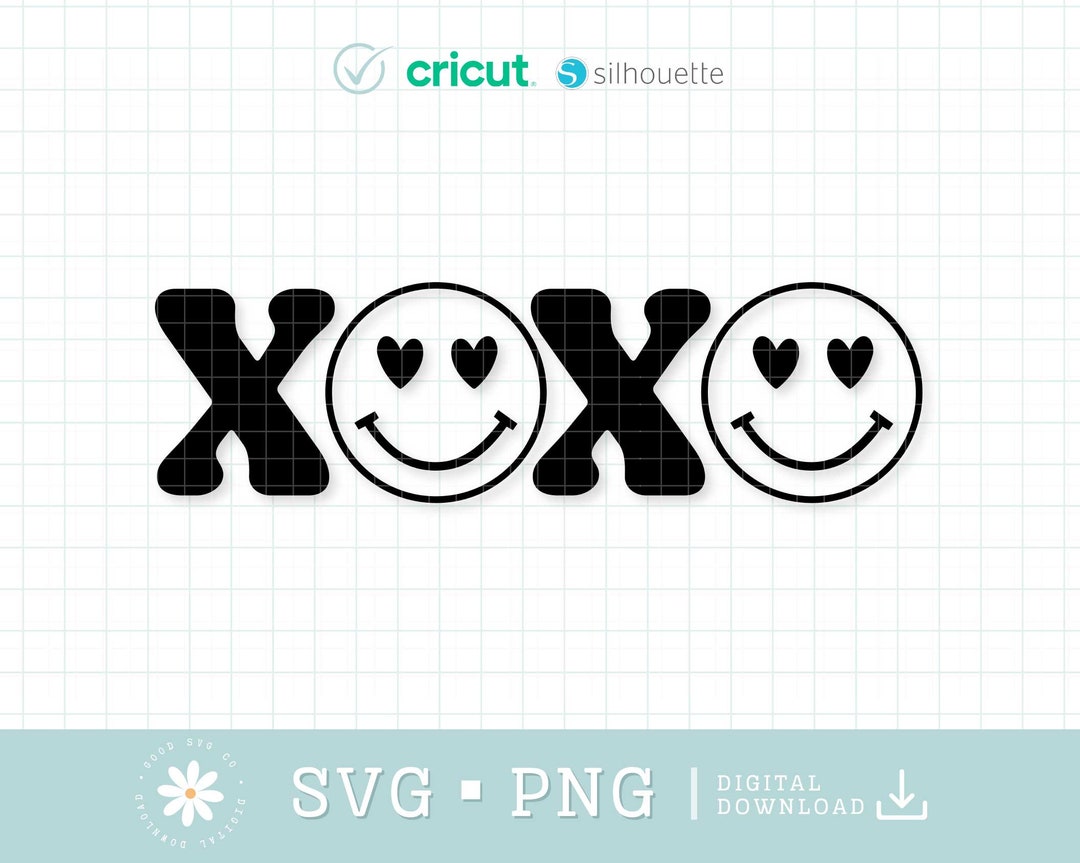 Xoxo Smiling Face Svg Png, Love Heart Svg, Valentine Clipart, Love ...