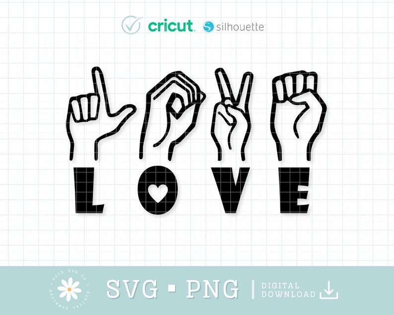 Sign Language Love Color Love Sign Language SVG PNG, Valentine Svg, Love Hearts Svg, Valentine ...