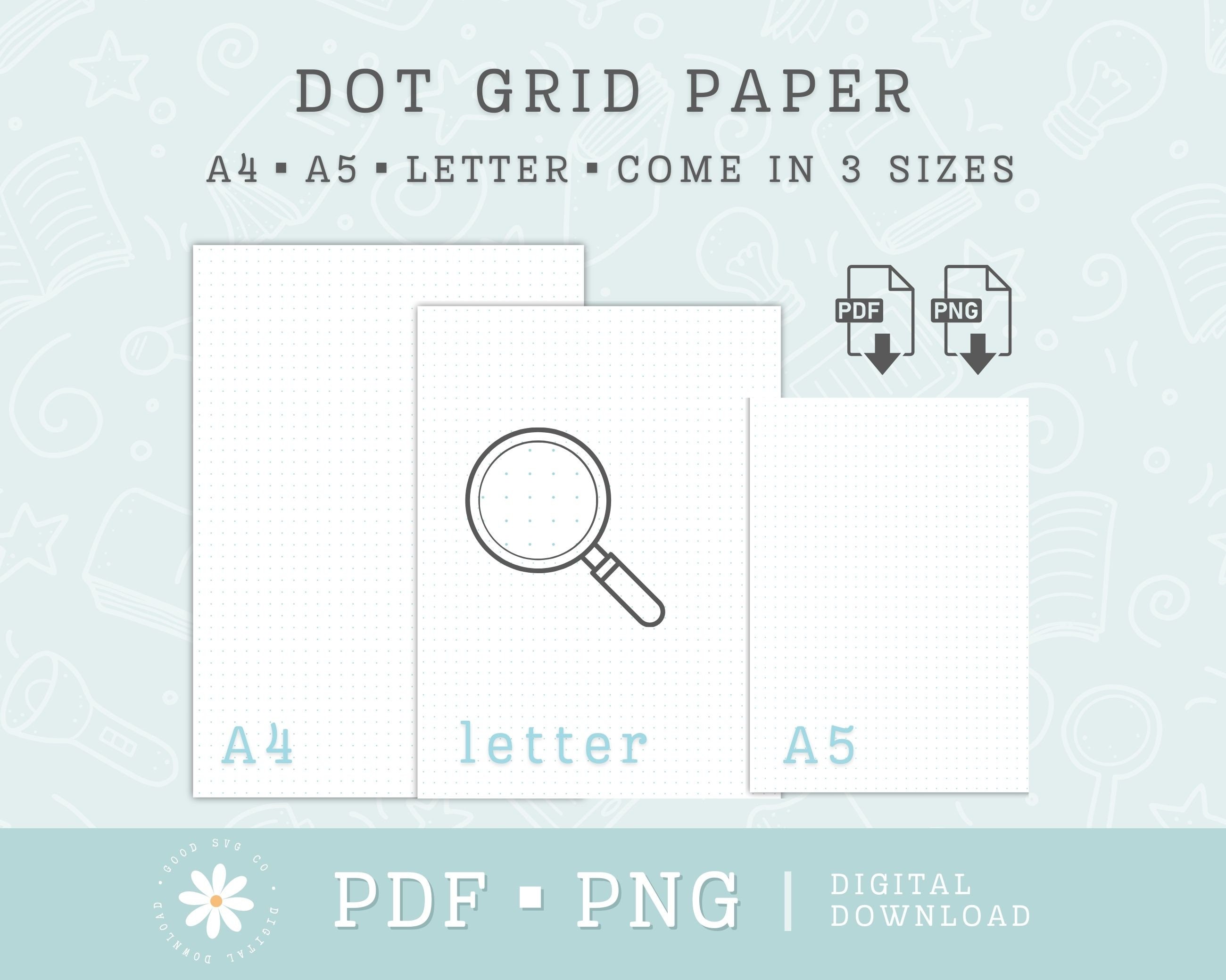 Dot Grid Paper Bundle Printable A4, A5, Letter Size, PDF & PNG, Dotted ...
