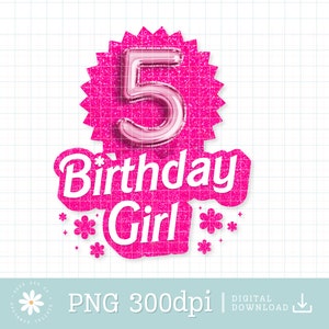 5th Birthday Girl PNG, Turning five Png, Girl 5th Birthday Party, Pink Birthday Girl Shirt, Princess Babe Girl, Pink Girly Party