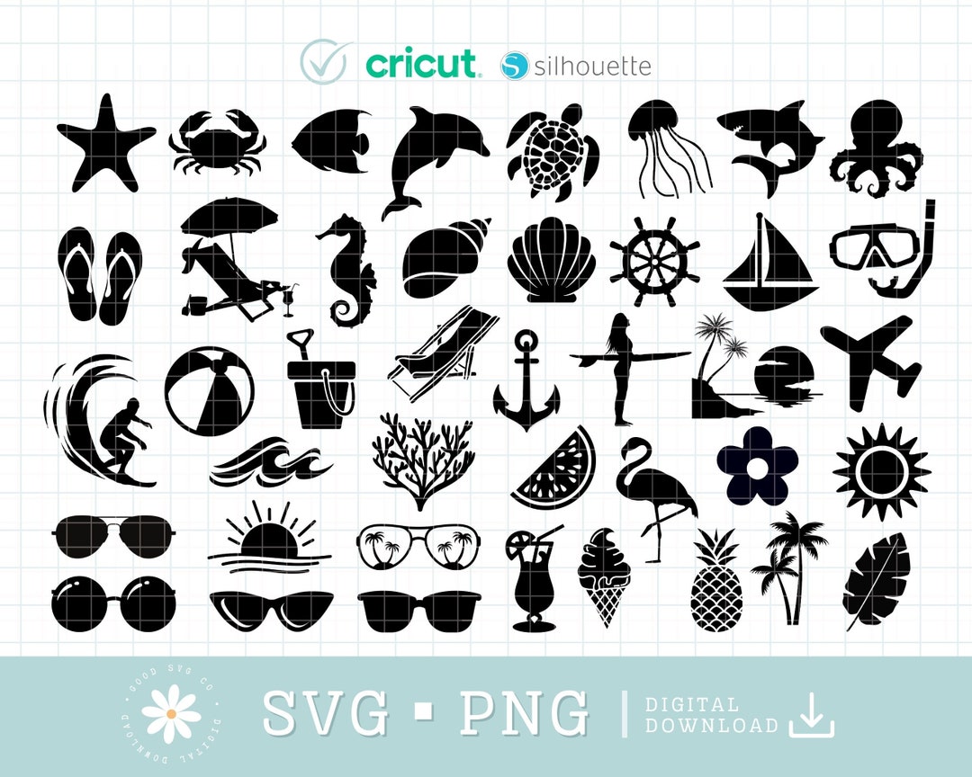 Beach Svg Png Bundle, Beach Clipart Svg Bundle, Summer Svg, Palm Tree ...