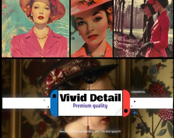 Vintage Fashion Images, 40 High-Quality Photos (Digital Download)