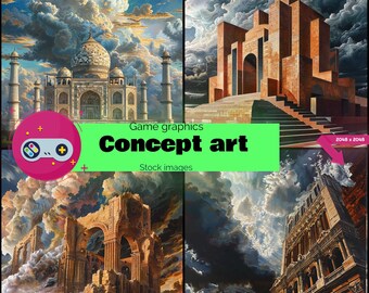 Iconic Architecture Images, High-Quality Art, Various Styles (Digital Download)