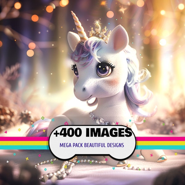 Unicornios Adorables y de Fantasía: Colección de 400 Imágenes JPG (2000x2000)