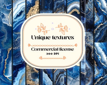 Azure & Gold Geodes: Luxurious Digital Patterns 4000 x4000 resolution