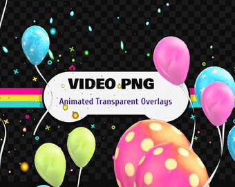 Notificación de Stream con Globos de Colores para Cumpleaños - Overlay  de Celebración Fondo Transparente 1920x1080 en Formato .WEBM 60 FPS