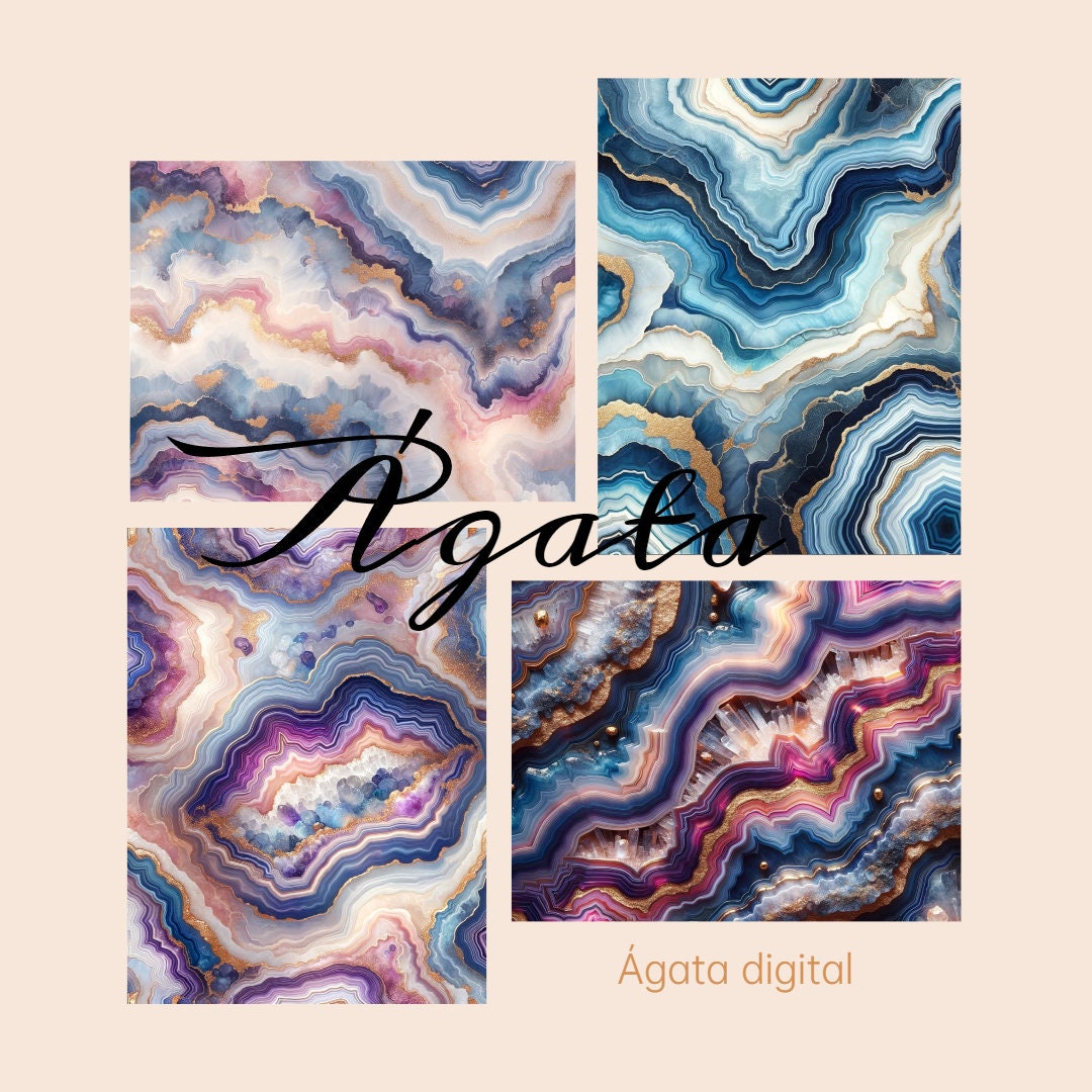 Digital Agate Paper: Geode Texture, Agate Design, Purple Agate ...