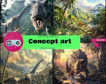 40 Beautiful Images of Dinosaurs and Prehistoric Creatures, Ideal for Any Type of Project: High Quality Artistic, Unique, and Various Styles