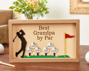 Personalized Mother's Day Golf Name Sign,Best Mom by Par,Wooden Golf Sign, Custom Wood Plaque for Mom, Dad,Grandpa, Unique Gifts for Dad Mom